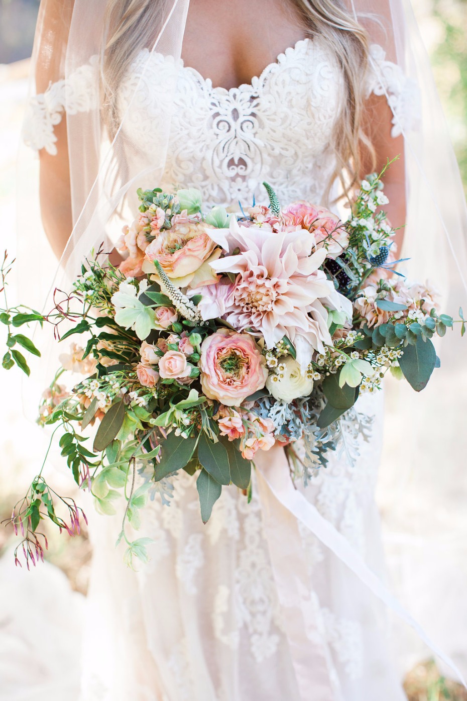 BLOOMIN blush and green bouquet