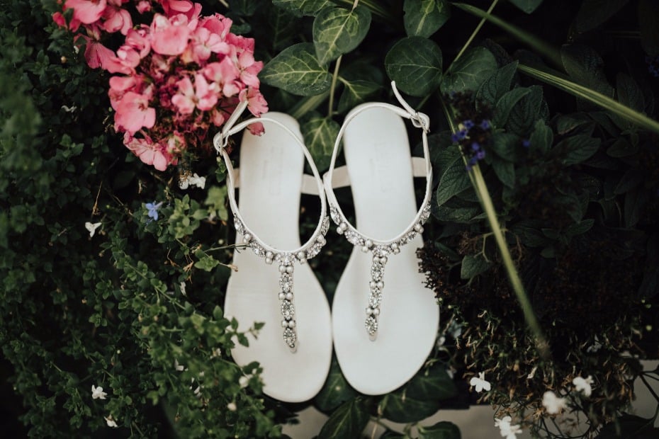 white bridal diamond sandals
