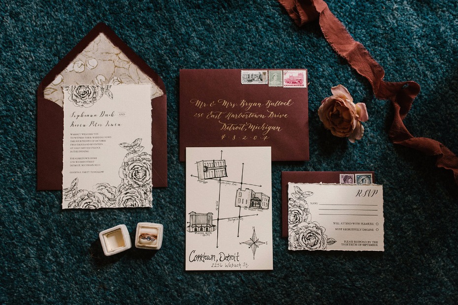 Gorgeous rose invitation suite