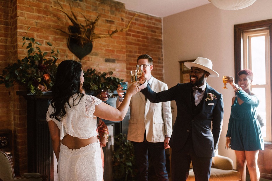 Cheers to this at-home elopement in Detroit