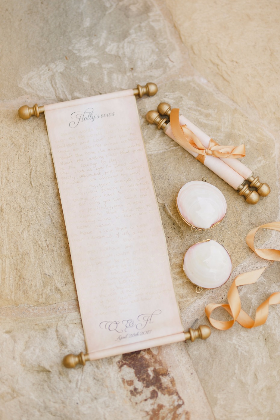wedding vows on a scroll