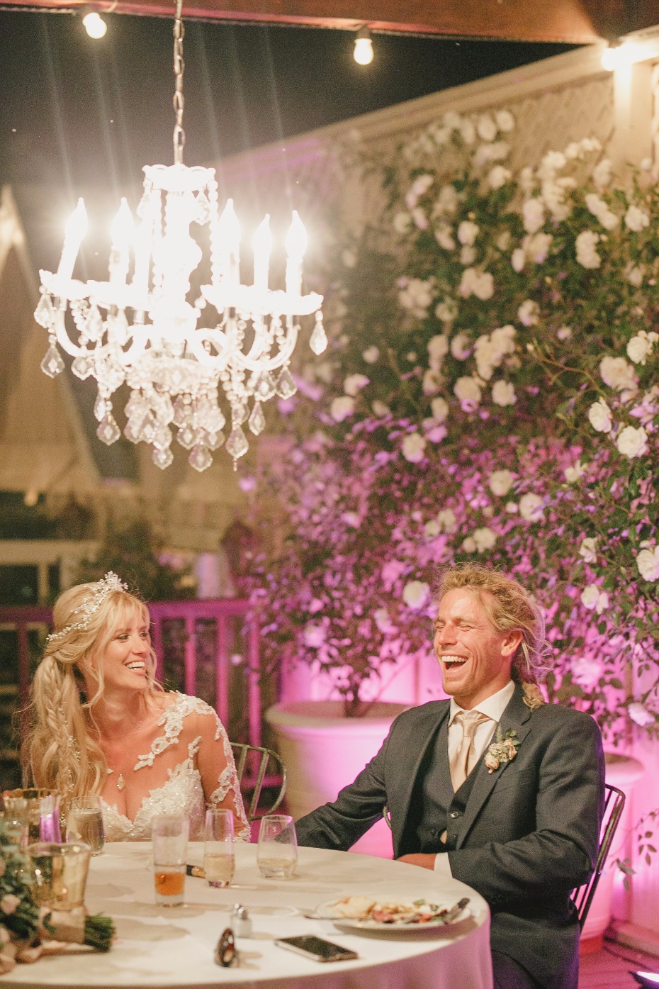dramatic back lit wedding in hot pink