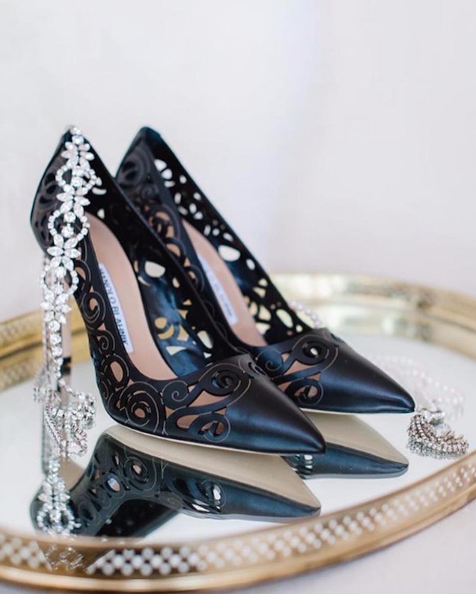 black laser cut wedding shoes