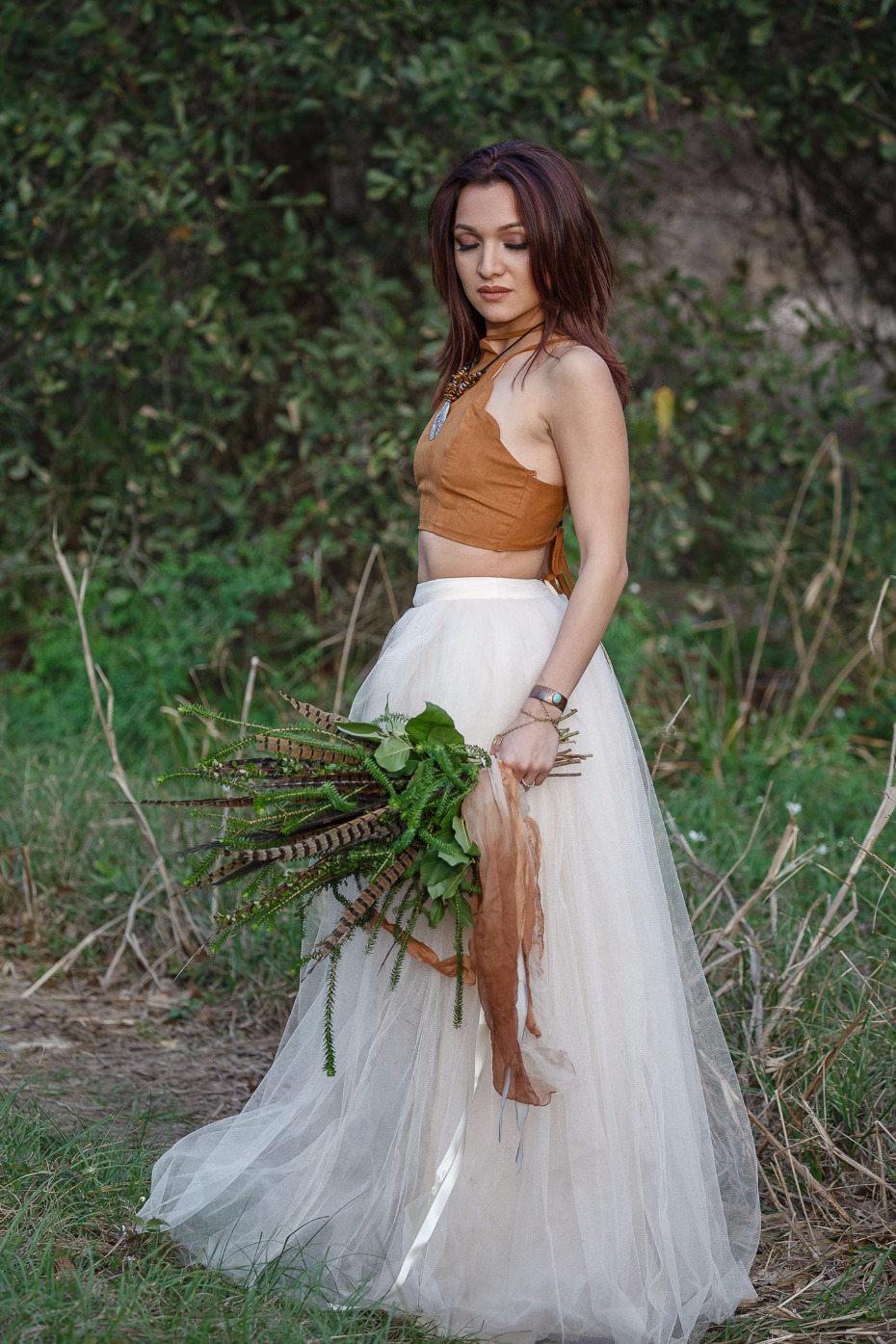 boho pocahontas themed wedding look