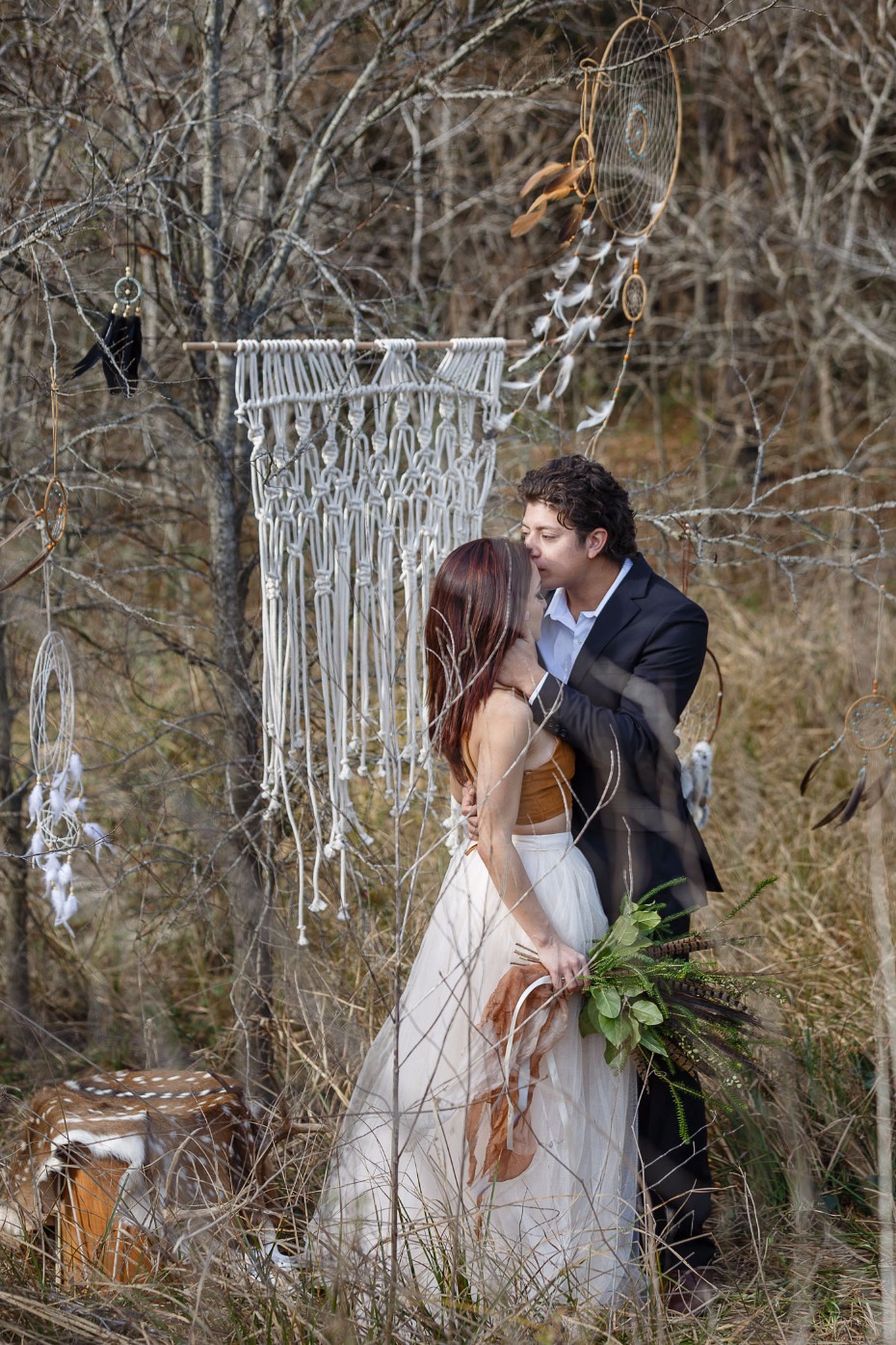 macramÃ© and dream catcher wedding ceremony