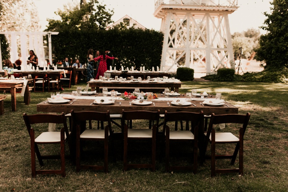 outdoor boho style reception