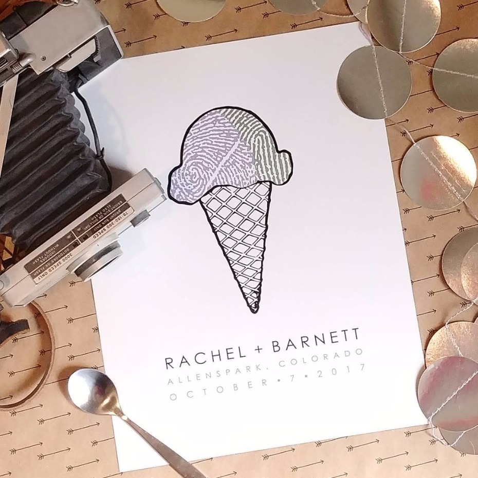 Ice Cream Finger print custom guest book