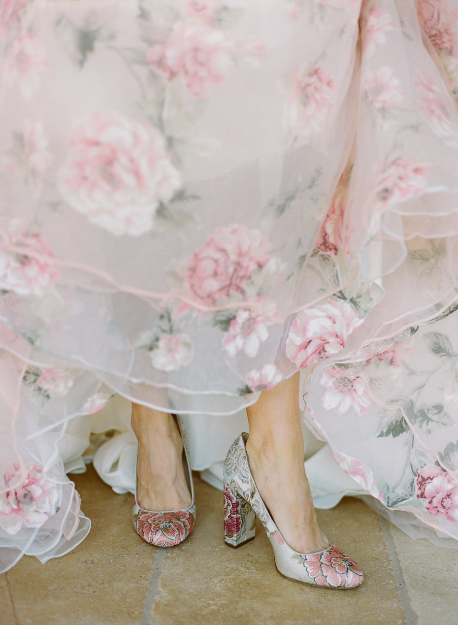 floral shoes for your floral wedding dress