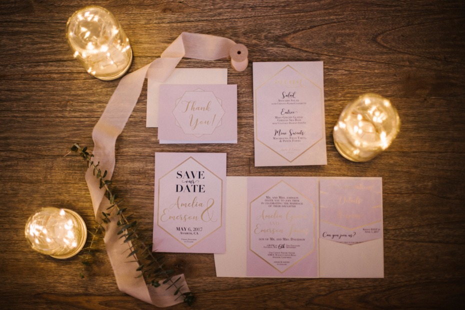 modern gold wedding invitation suite