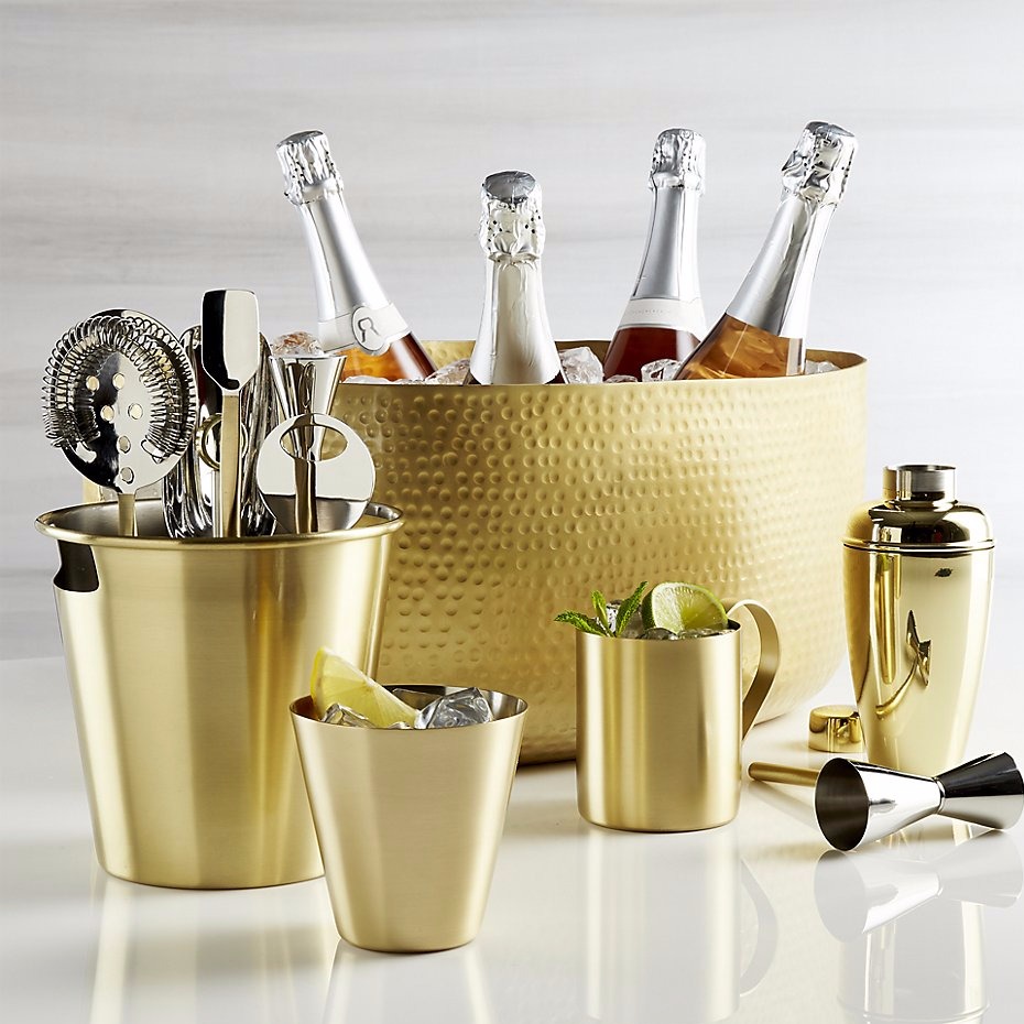 Gold barware set for the entertainer from @crateandbarrel
