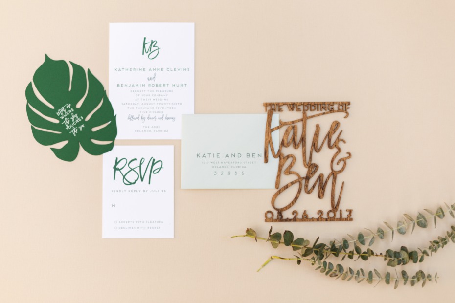 tropical and modern wedding invitations