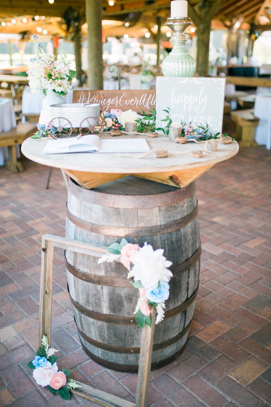 rustic chic wedding welcome table