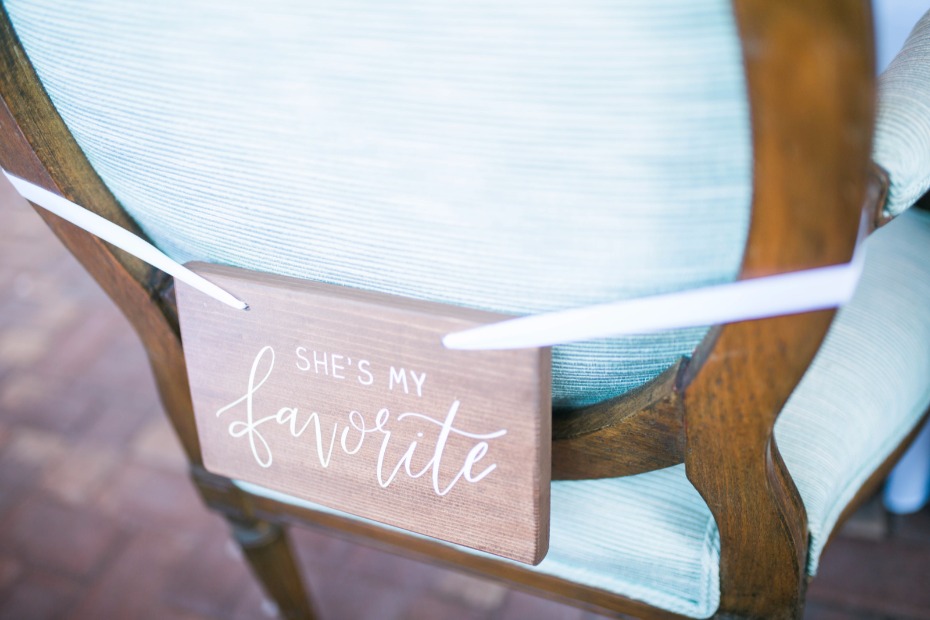shes my favorite wedding chair sign