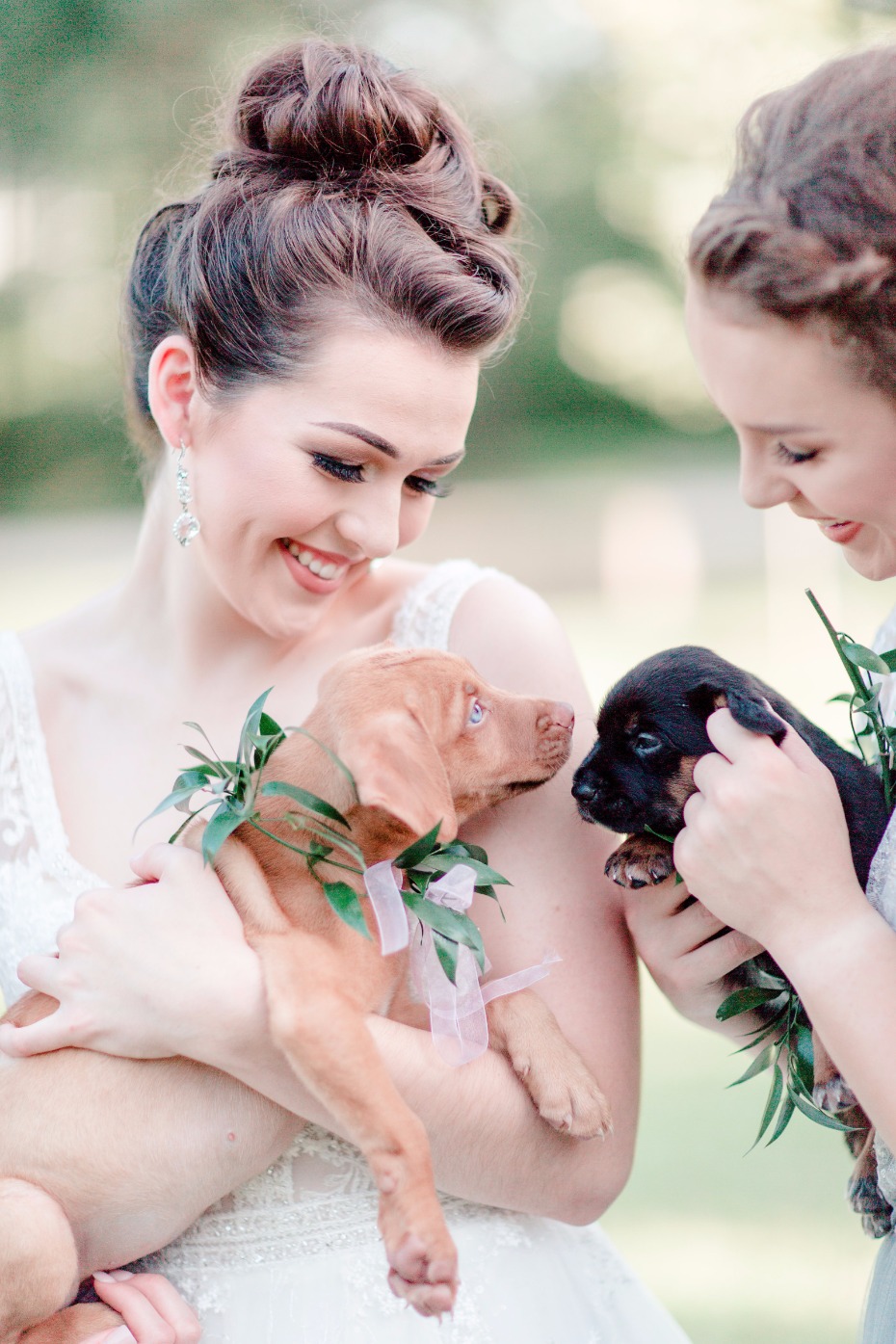 bride and her puppy