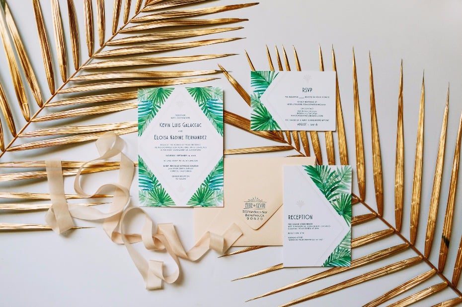 Tropical wedding invitation suite