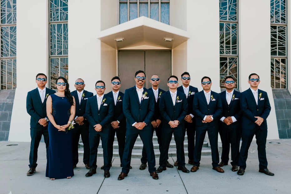 Groom party in sunglasses