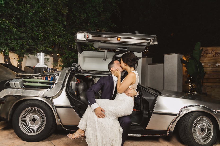 Back to the Future Delorean as the Photo Booth backdrop