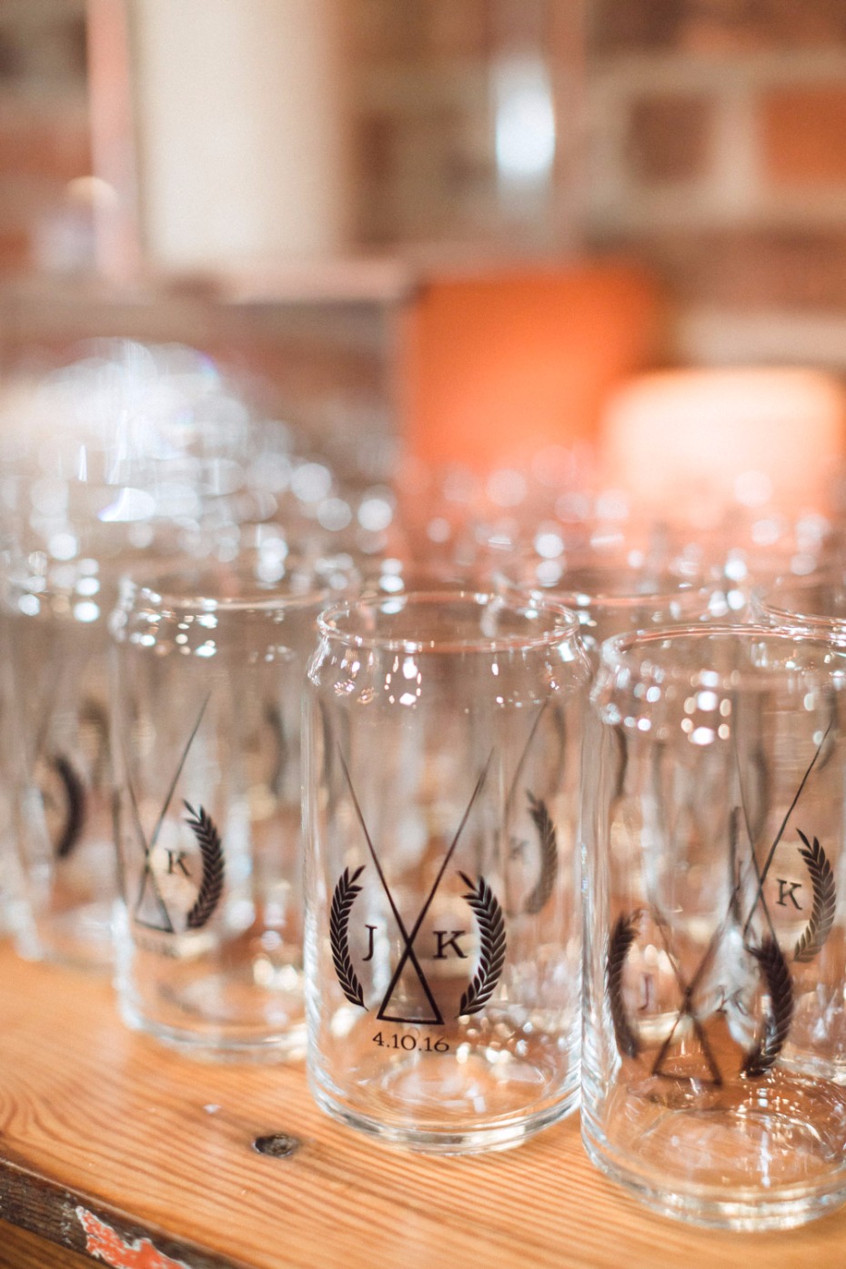 Custom glassware favors for guests