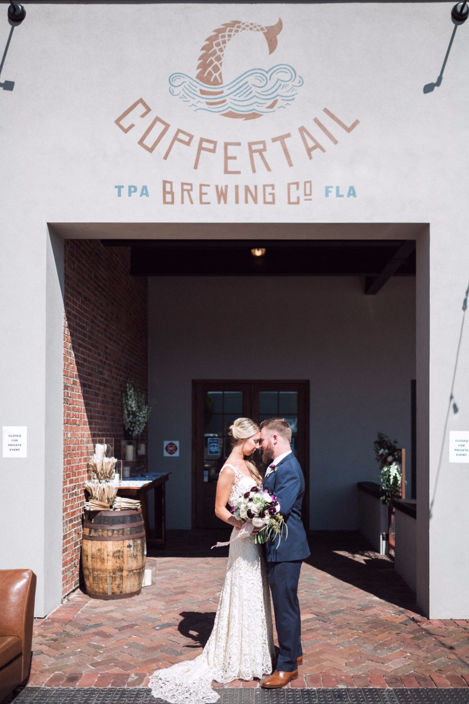 Wedding couple at Coppertail Brewing Company in Tampa FL