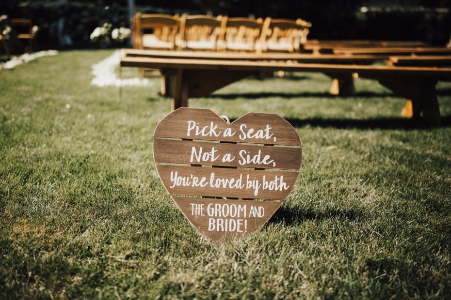 super cute pick a seat, not a side wedding sign