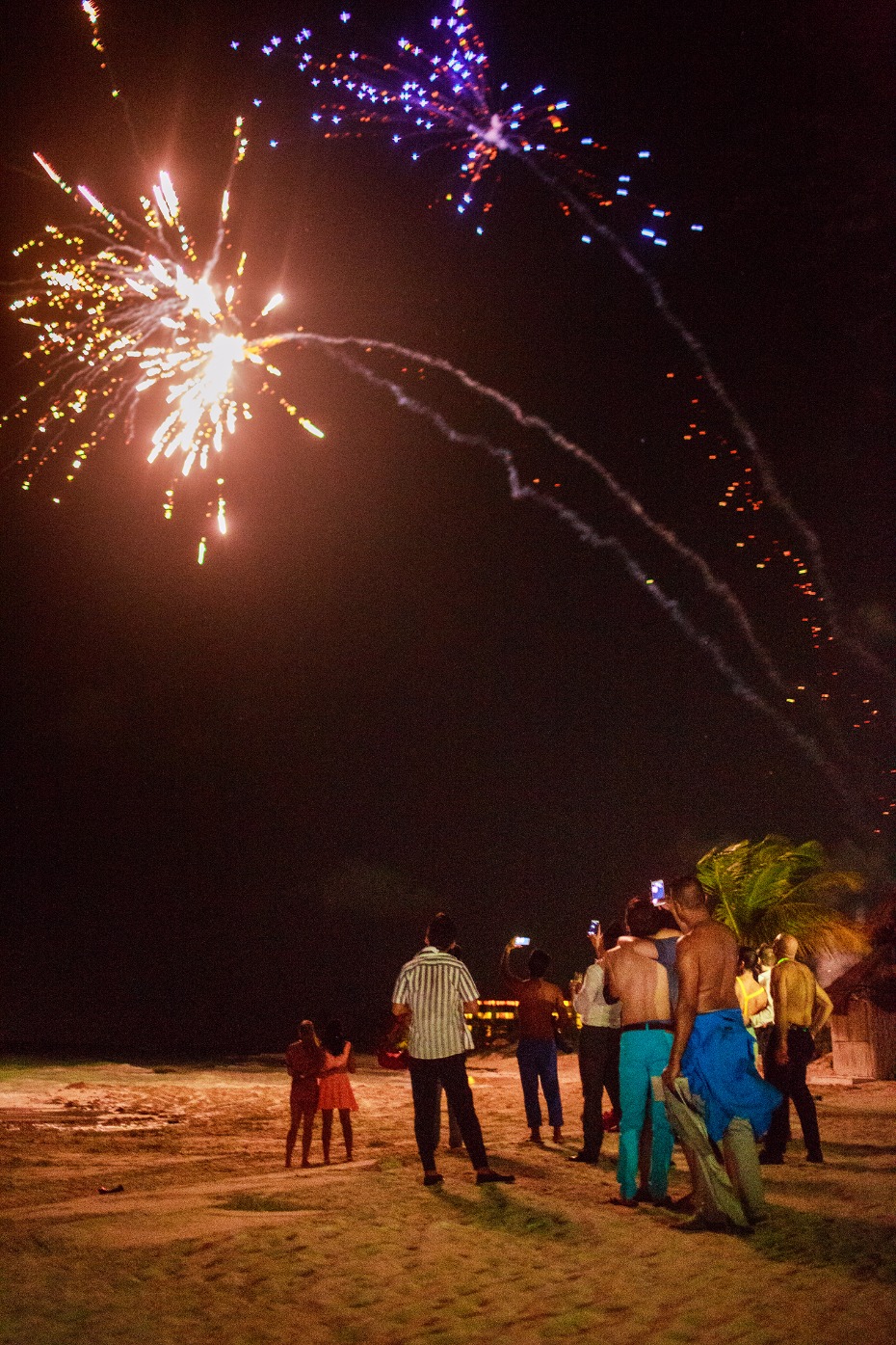 Firework show on the beach