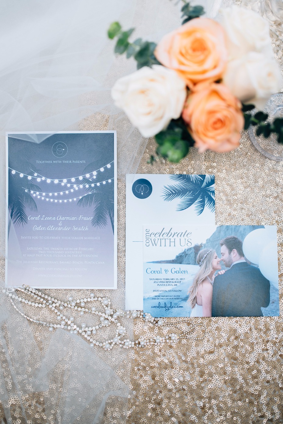 sweet and simple blue and white wedding stationery