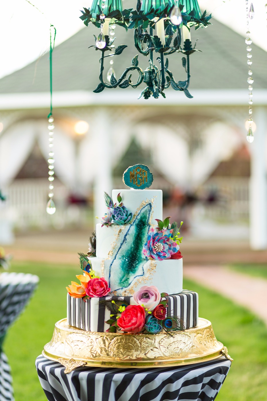 Eclectic geode wedding cake