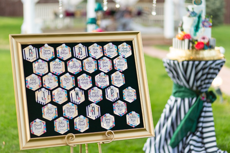 Colorful modern honeycomb seating chart