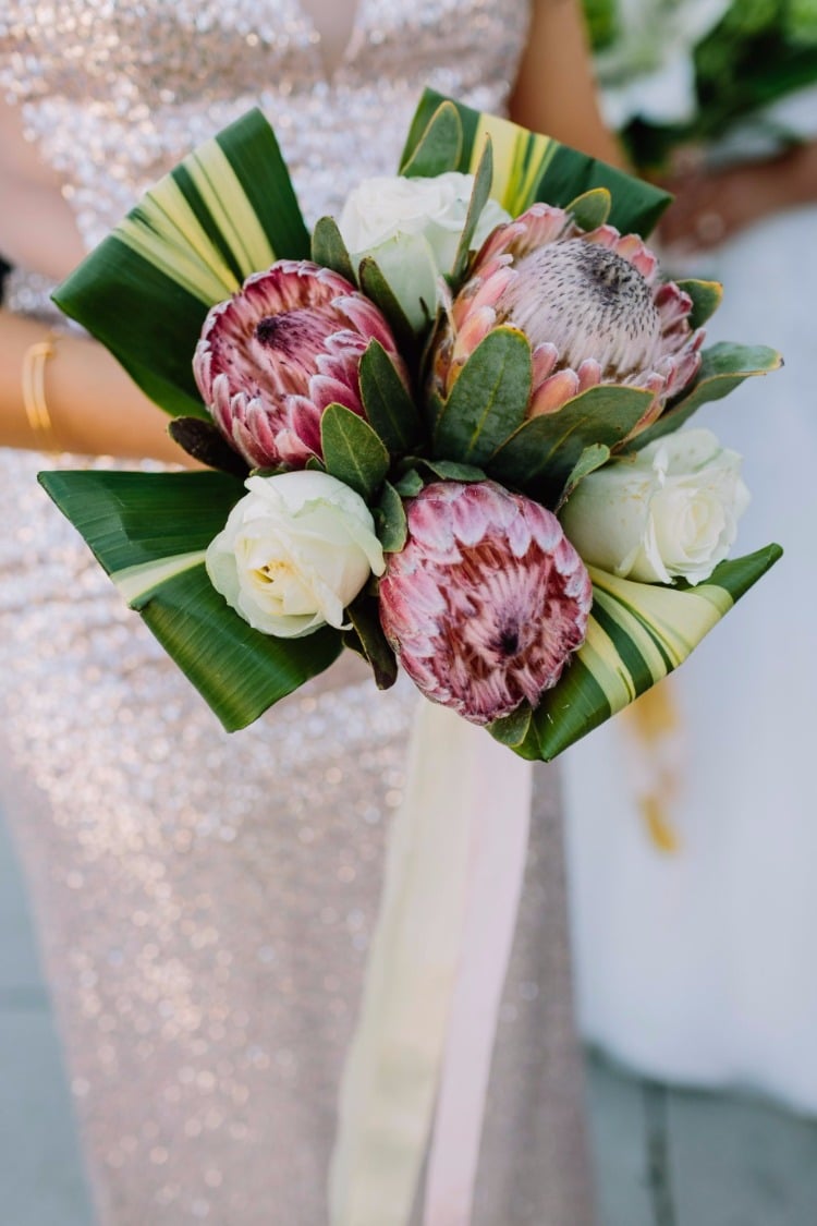 Tropical White, Gold and Green Wedding
