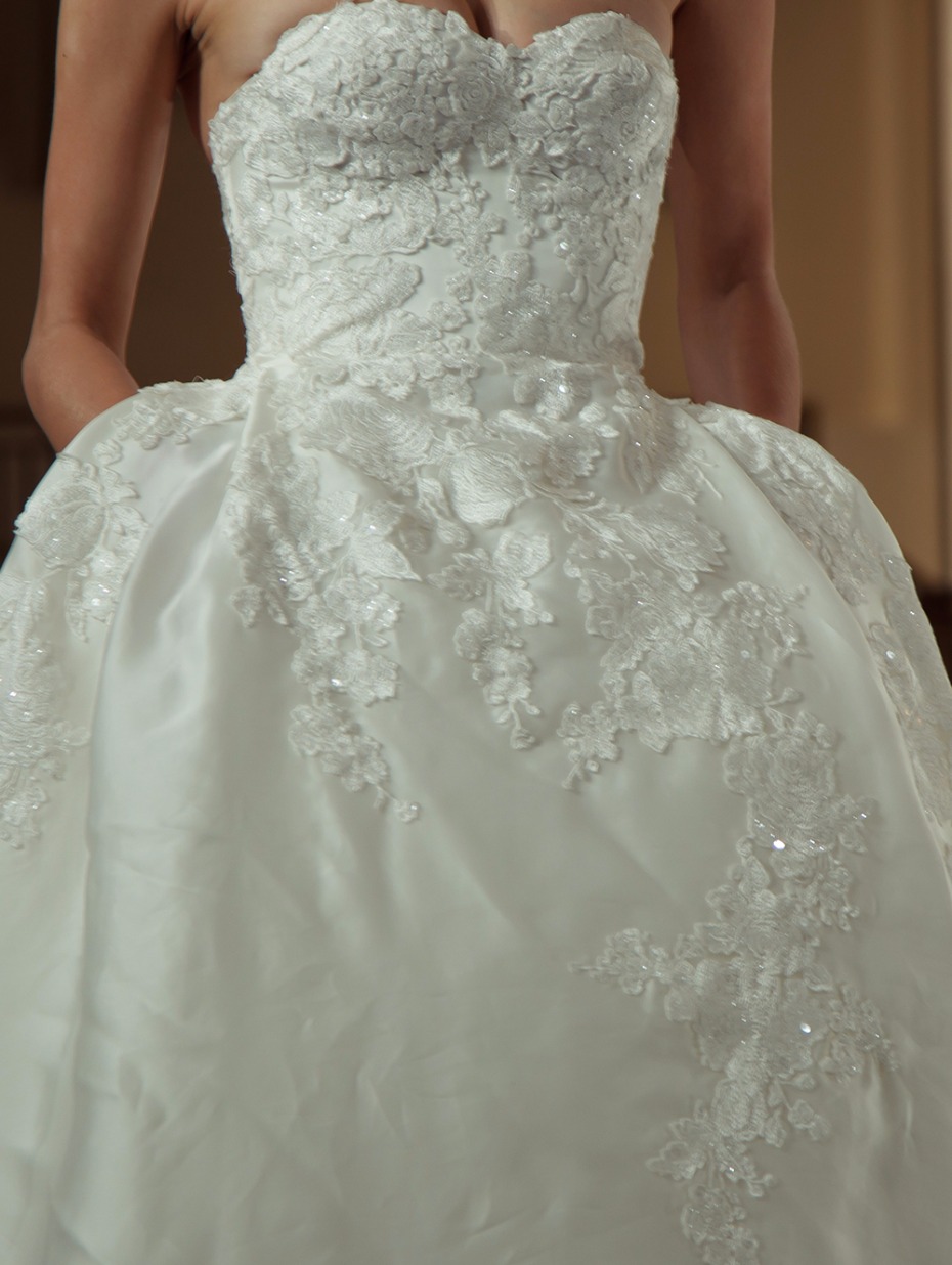 strapless wedding gown from Pronovias