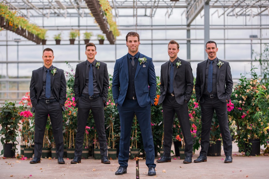 Coordinating groom and groomsmen outfits