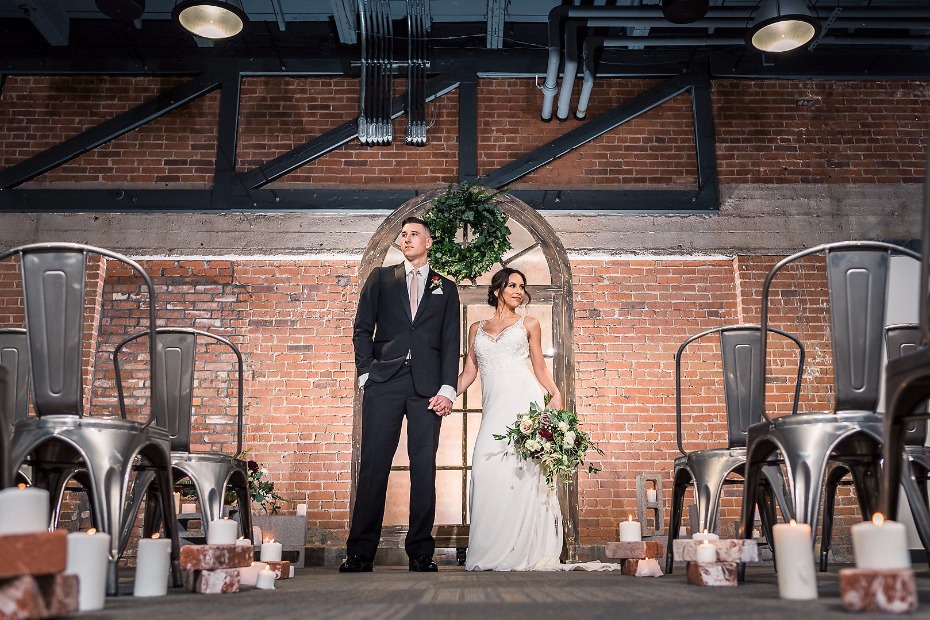 Industrial chic ceremony at Events On Jackson
