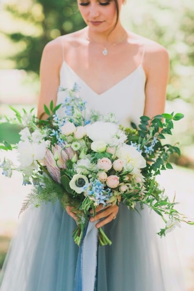 Blue Watercolor Inspired Wedding Ideas in the Woods