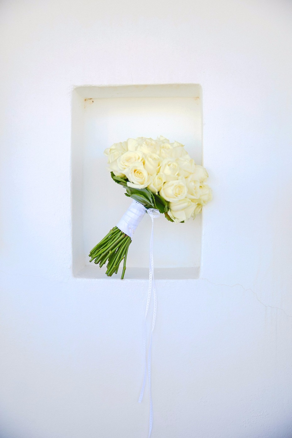 all white rose wedding bouquet