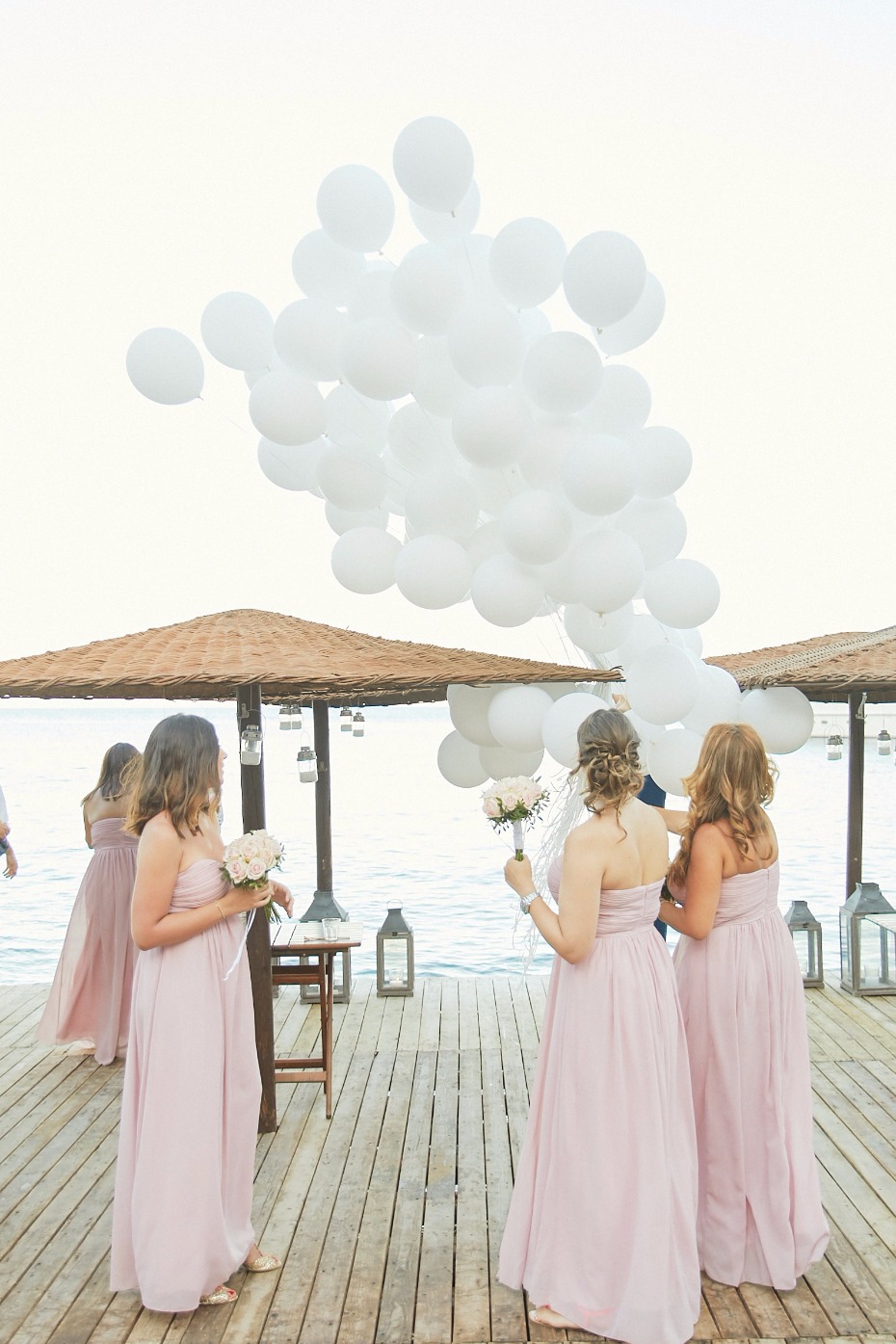 white wedding balloon release