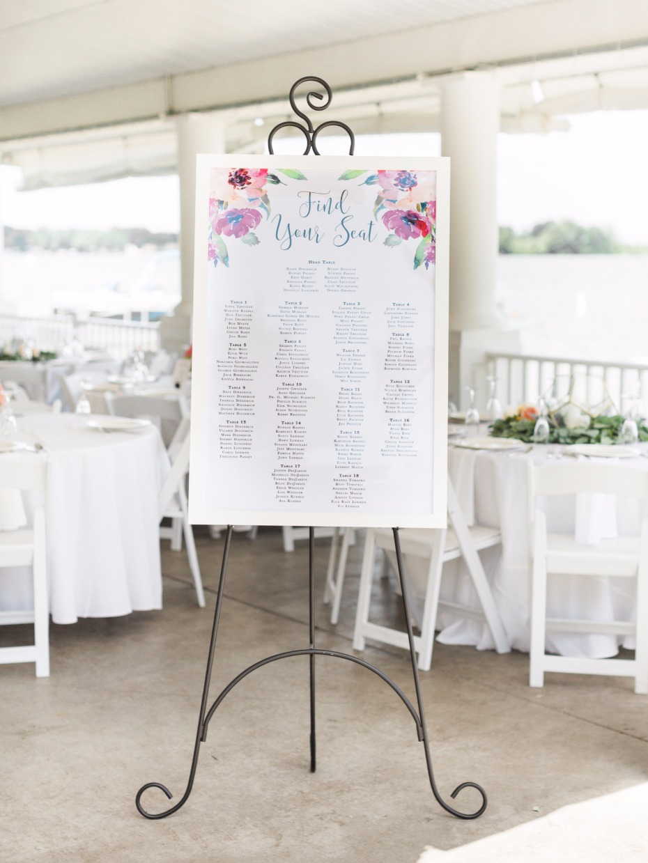 floral accented wedding seating chart