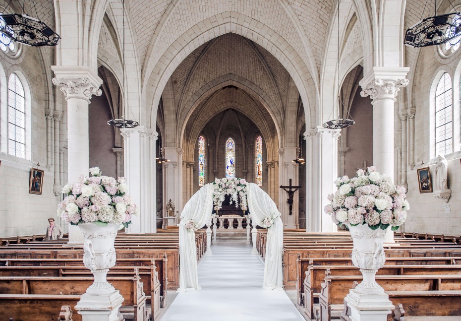 classic cathedral wedding ceremony