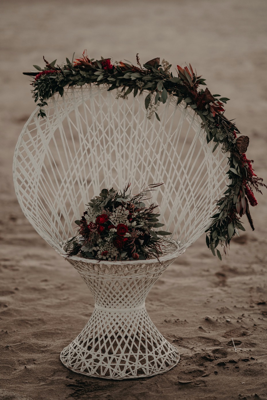 boho wicker style wedding throne