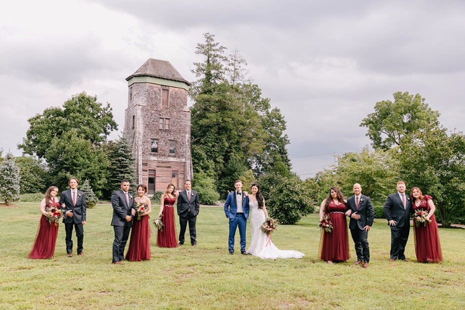 fall color inspired wedding party