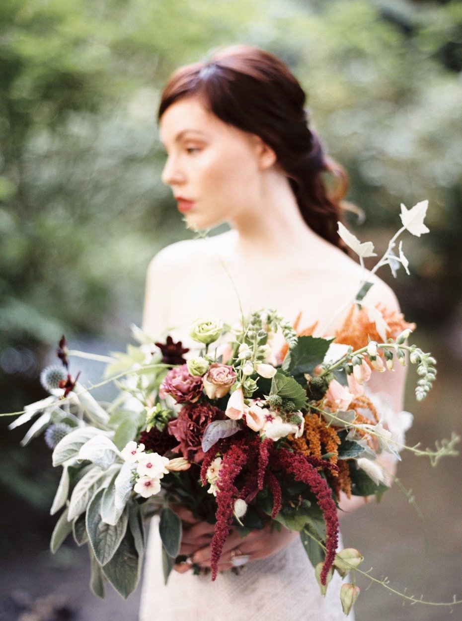 romantic and moody boho style wedding bouquet