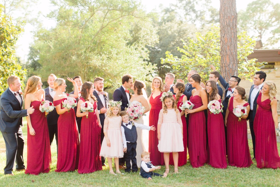 red and navy wedding party