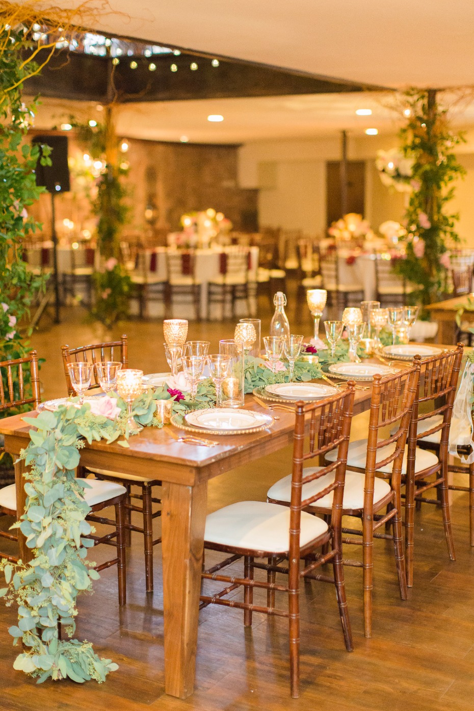 greenery garland wedding table decor