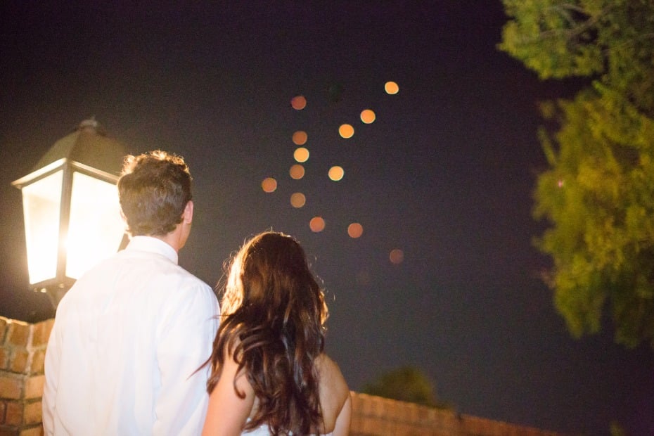 watching the wedding lanterns fly away