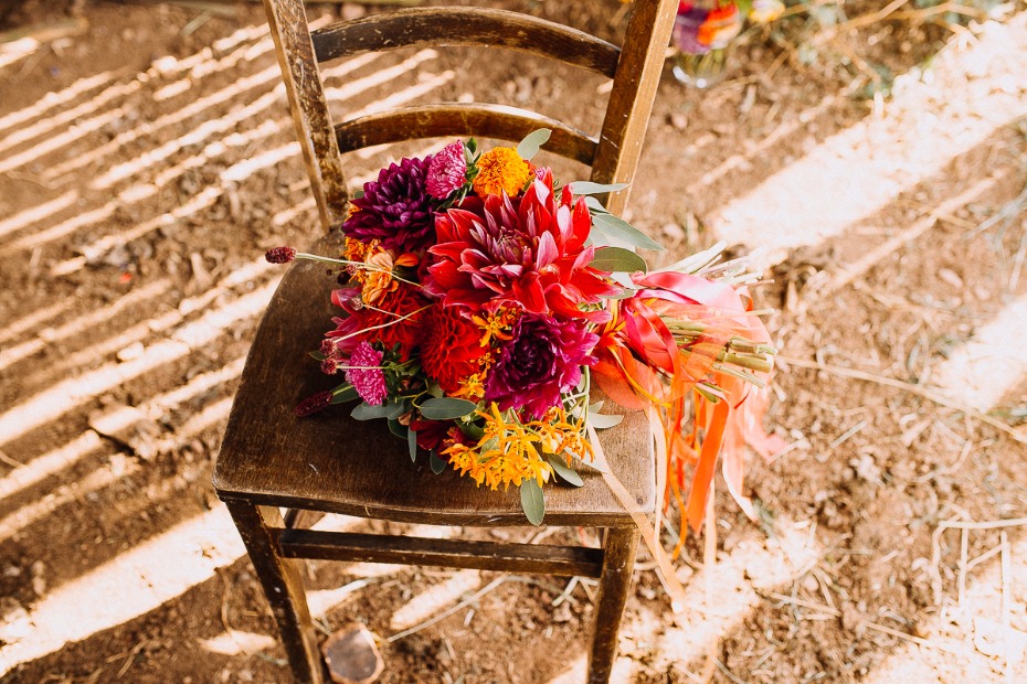 fun and funky brightly colored wedding bouquet