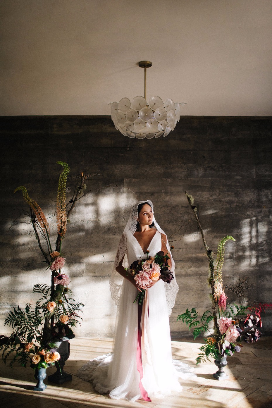 Beautiful bride and ceremony decor