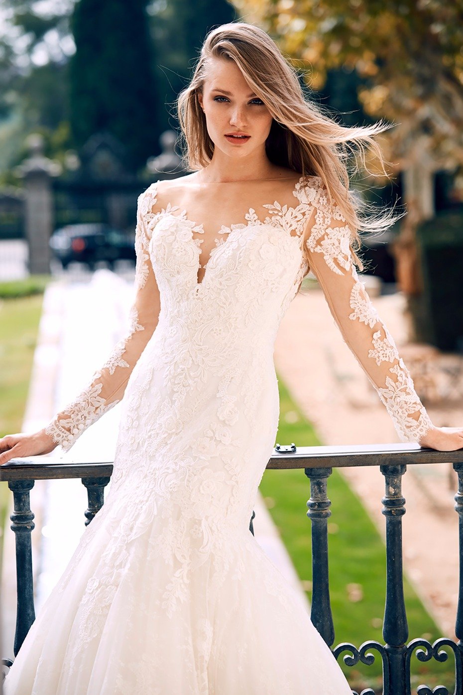 long sleeve lace wedding gown by La Sposa