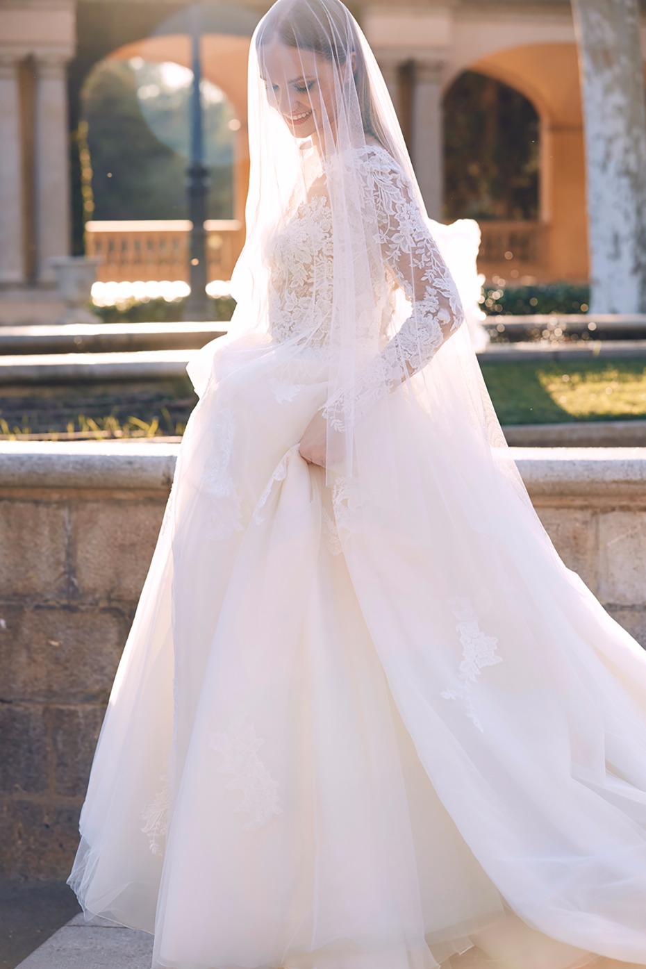long sleeve ball gown with lace sleeves