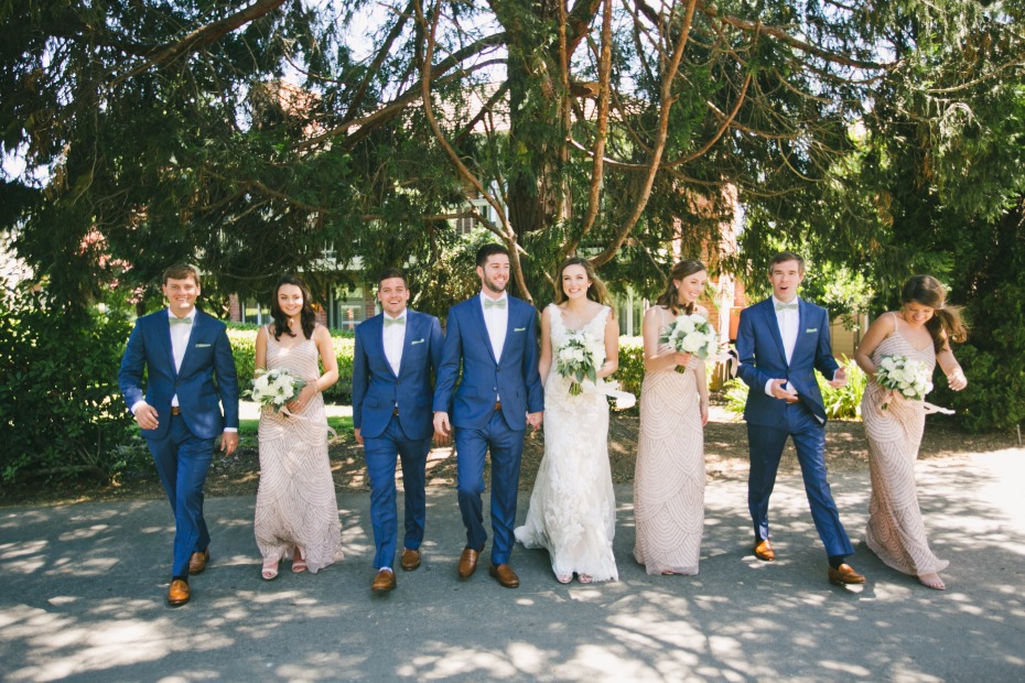 Blue and blush bridal party