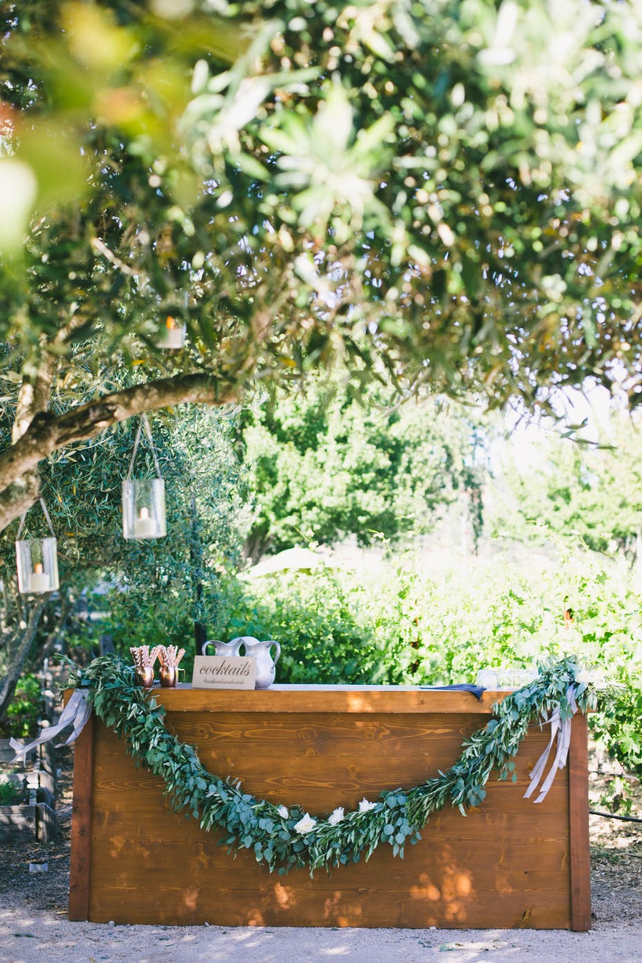 Rustic bar with garland