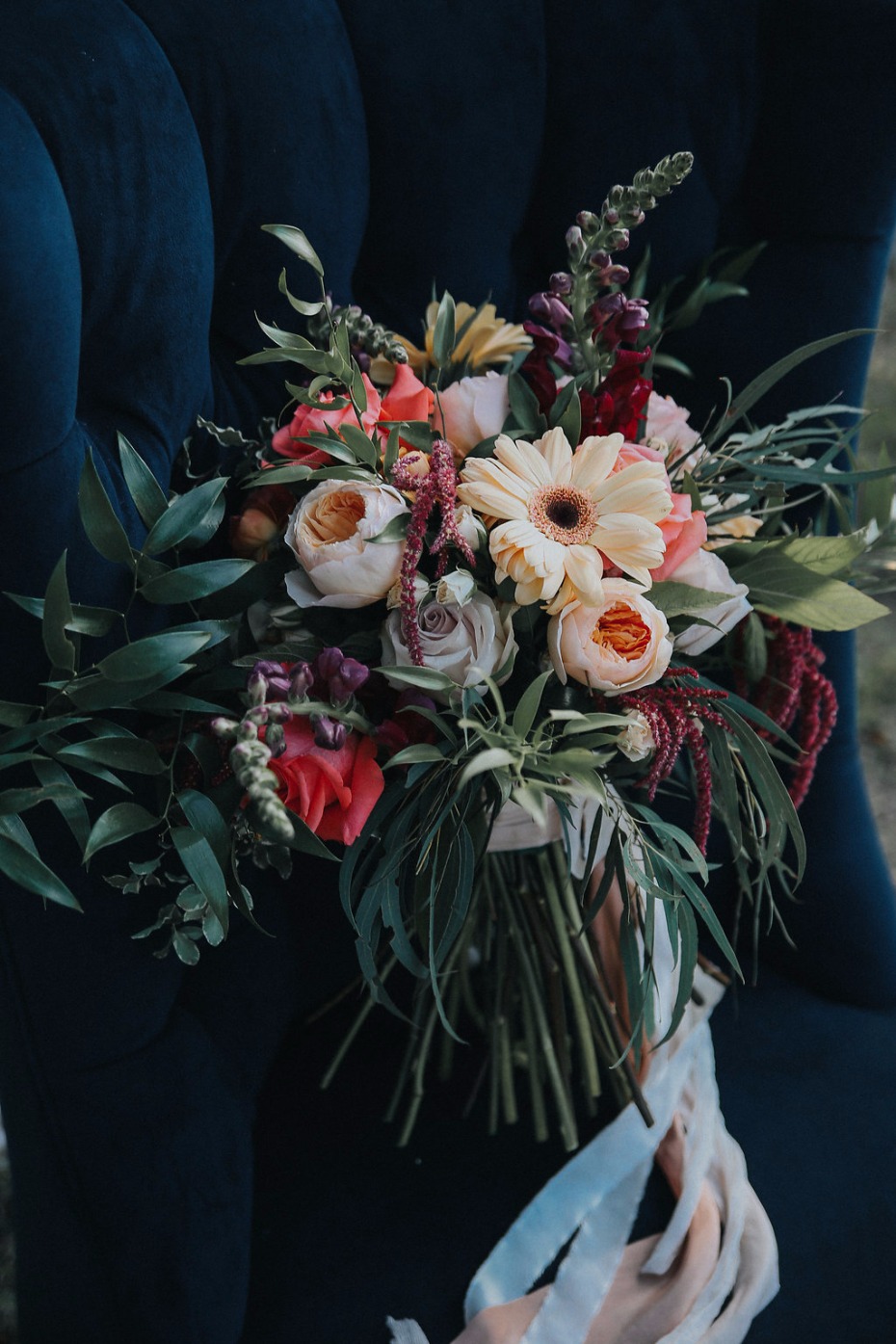 wild cascading wedding bouquet